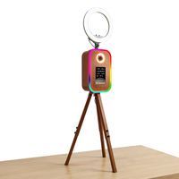Trépied pour appareil photo reflex numérique, photomaton réglable en hauteur, photomaton pour selfies avec ventilateur de refroidissement intégré, installation facile, éclairage annulaire et lumière RGB, photomaton pour iPad