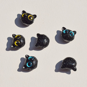 Resin Cat Head <b>Beads</b> 2.5mm Hole Blue Yellow Eyes Jewelry DIY Craft Supplies Loose <b>Beads</b> for Making Bracelets Necklaces - Product Image 3