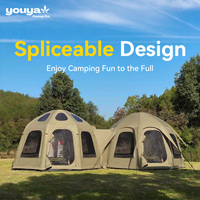 Tente de camping gonflable d'extérieur pour toute la famille, ronde, grande, spacieuse, Oxford, imperméable, quatre saisons