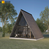 Maison préfabriquée triangulaire de luxe de 40 pieds, design moderne en acier, hôtel de glamping, villa modulaire certifiée CE