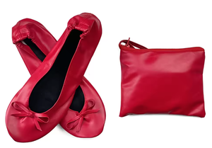 Scarpe da <span class=keywords><strong>Ballerina</strong></span> Pieghevoli Portatili da Donna con Chiusura Slip-On, Morbide, Estive, Tinta Unita, da Viaggio, con Borsa per il Trasporto - Product Image 4
