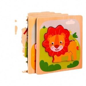 Nuevo Juguete Educativo de Madera para Niños, Rompecabezas de Animales, Estilo de Dibujos Animados, Juego de Rompecabezas 3D, 8-13 Años, Caja de Colores - Product Image 2