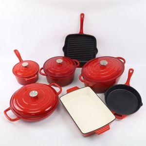 Livraison rapide <span class=keywords><strong>en</strong></span> <span class=keywords><strong>fonte</strong></span> émaillée ustensiles de cuisine casserole 7 pièces plusieurs tailles marmite ensemble antiadhésif ustensiles de cuisine granit - Product Image 1