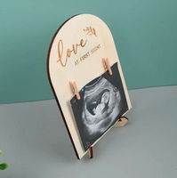 Cadre photo à ultrasons en bois poli mignon pour cadeau de grossesse de naissance de bébé pour décor de chambre d'enfants pour la célébration d'anniversaire de bricolage