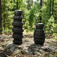 Bouteille d'eau sport en silicone écologique de 500 ml, en forme de grenade, qualité alimentaire, à boire directement, compatible lave-vaisselle, unisexe, pour les voyages et la randonnée