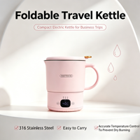 Bouilloire Électrique Pliante Portable et Légère en Acier Inoxydable 316 pour Voyage, Température Constante, Vente en Gros