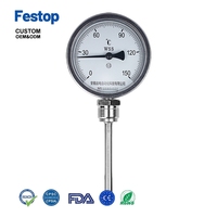 Festop 60mm 100mm RVS industriële waterleiding airconditioning olietank bimetaal thermometer radiale axiale wijzer