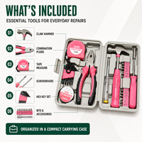 Kit d'outils de réparation domestique 24 pièces en acier à haute teneur en carbone, ensemble d'outils à main pour la maison, tournevis, pinces, marteau, clé hexagonale, kit d'outils de bricolage, usine OEM