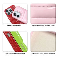 Coque intégrale 3D style veste en PU texturé, toucher doux, anti-traces de doigts, rembourrée en coton, couleur macaron, antichoc pour iPhone 15 Pro Max