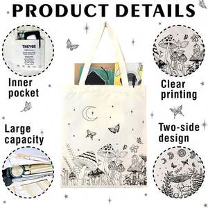 Bolsa de Compras Promocional Personalizada, Reciclable y Reutilizable, de Lona de Algodón, con Doble Asa, Cierre de Cremallera y Bolsillo, Color Natural - Product Image 2