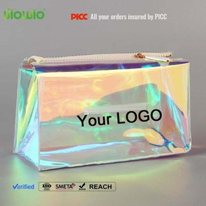 Sac <span class=keywords><strong>de</strong></span> <span class=keywords><strong>toilette</strong></span> transparent en PVC holographique imperméable moderne et attrayant personnalisé UIOWIO pour le maquillage et les cosmétiques - Product Image 1