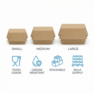 Caja de Hamburguesas Desechable de Papel Kraft, Resistente a la Grasa, Apta para Alimentos, para Comida para Llevar, Restaurantes de Comida Rápida, Cafeterías y Cocinas Cloud - Product Image 6