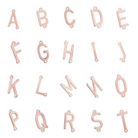 Dijes de Letras Inglesas con Doble Orificio, de la A a la Z, Iniciales del Alfabeto, 2 Lazos, Conectores para Collares, Pulseras y Joyería