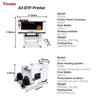 Fabricant Yinstar 2 têtes I3200 A3 DTF imprimante vêtement affaires coloré et encre blanche machine d'impression pour imprimer chaussures t-shirt