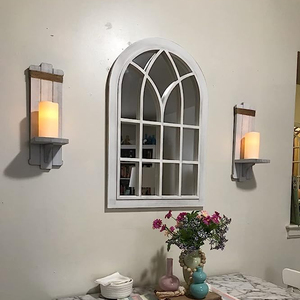 Youlike 2 pièces, bougeoir mural rustique fait à la main en argent, à usage religieux, Noël, décoration murale, bougeoir mural en bois de style campagnard - Product Image 4