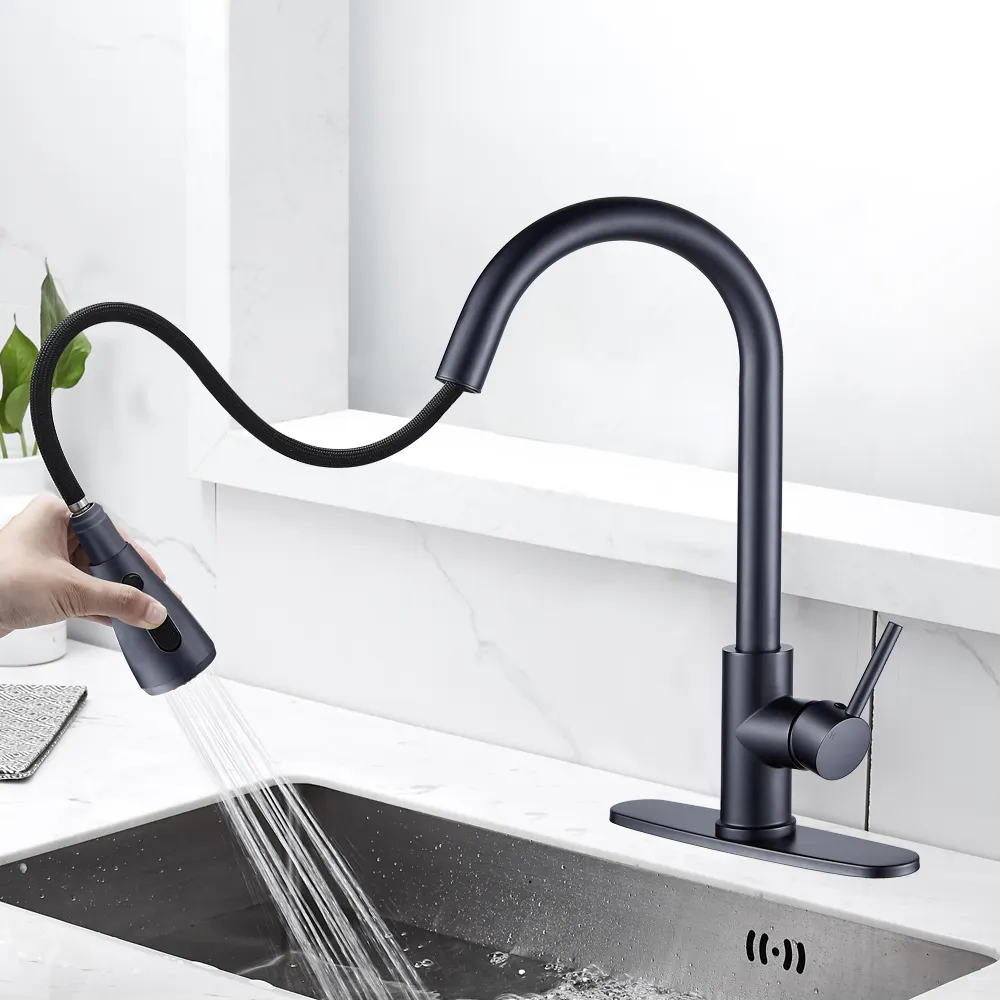 YUNDOOM OEM Stainless Steel Single Handle Pull Out Down Single Handle Sink Mixer Pull Down Out Cold And Hot Kitchen Water Tap