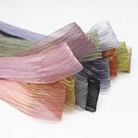 Pita Organza Warna Impian, Pita Organza Lipit untuk Rambut Pita DIY Bahan Buatan Tangan 8MM