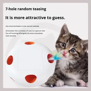 Nuevo Juguete Automático para Gatos de Interior, de ABS, con Plumas Naturales, para Esconderse <span class=keywords><strong>y</strong></span> Buscar, Interactivo, Recargable, Activado por Movimiento, para Aliviar la <span class=keywords><strong>Ansiedad</strong></span> - Product Image 4