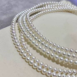 Collar de Perlas de Agua Dulce de 4-5mm, Casi Redondas, con Brillo Espejo, Casi Perfectas, Cadena de Extensión Plateada - Product Image 1