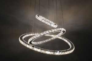 Zèle éclairage escalier en gros acier or anneaux de luxe pendentif en cristal lumière chaude pour le salon - Product Image 4