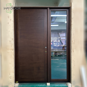 אישורים מותאמים אישית לגמרי גמור דלת כניסה מעץ עם זכוכית אחד sidelite מעץ מלא דלת חיצונית - Product Image 3