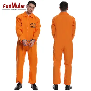 Funmular Adult Mens Women Prisoner Costume Orange Outfit For Halloween Cosplay Costume