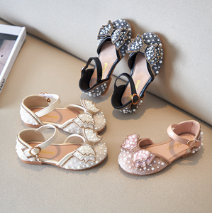 New Children's Sandals Girls Kids <b>Shoes</b> Bowknot Pearls Princess Casual Leather <b>Shoes</b> Lovely <b>Soft</b> Sole Beach Sandals - Product Image 3