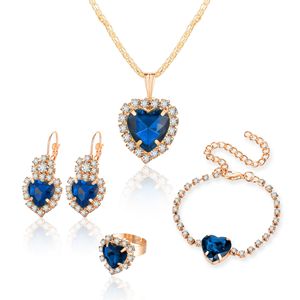 2024 mode vente délicate goutte d'eau strass collier boucles d'oreilles <span class=keywords><strong>bague</strong></span> ensemble <span class=keywords><strong>de</strong></span> bijoux - Product Image 5