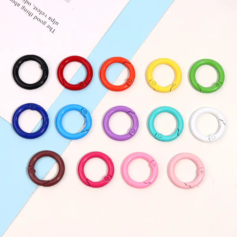 Multipurpose Zinc Alloy Round Carabiner Spring Keychain 28mm Metal O Rings Round Snap Clips For Bags Purses