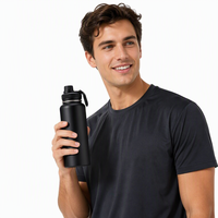 Gourde isotherme compacte en acier inoxydable 304 avec poignée, grande capacité, portable pour la randonnée, à boire directement