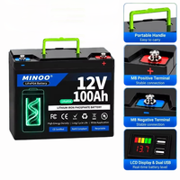 Pack de batteries LiFePO4 12V 100Ah, fabriqué avec des cellules de batterie lithium-ion de qualité A pour le stockage d'énergie solaire hors réseau