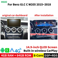 Krando Android voiture multimédia 14.9 ''256G voiture Navi Radio pour BENZ GLC C W205 2015-2018 NTG 5.0 lame écran mise à niveau carplay