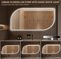 Miroir mural LED moderne personnalisé pour salle de bain avec éclairage, anti-buée, lumière à intensité variable, interrupteur tactile pour la décoration de la salle de maquillage et de la chambre