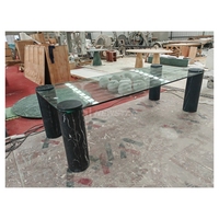 Table basse en marbre de luxe nordique Table carrée en verre pieds personnalisés Table basse en travertin