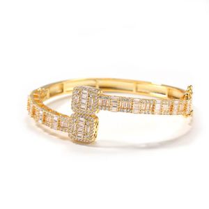 Hip Hop Copper Irregular Shape Zircon Geometric Gold Silver Adjustable Diamonds Jewelry Bracelet <b>Men</b> Women - Product Image 1