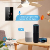 Interrupteur de ventilateur de plafond intelligent Tuya Wifi, télécommande, panneau tactile, interrupteur d'éclairage du ventilateur, contrôle de la vitesse du vent sur 5 niveaux avec écran numérique