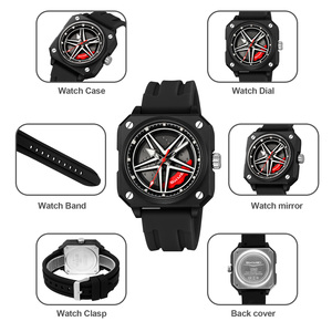 Reloj cronógrafo redondo para hombre, correa de silicona de lujo, reloj de cuarzo resistente al agua hasta 30M, relojes al por mayor, reloj con diseño de rueda de coche - Product Image 3