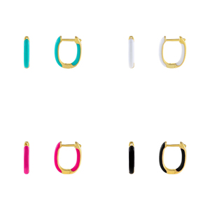 ROXI Pendientes de Aro de Moda con Esmalte de Color Simple en Forma de U para Mujer - Product Image 2