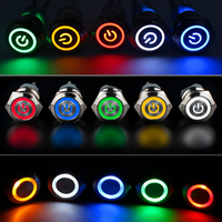 Bouton poussoir métallique ON/OFF avec connecteur et LED, 8mm/10mm/12mm/16mm/19mm/22mm/25mm/28mm/30mm, fabriqué en Chine
