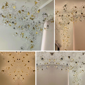 ECOJAS CL-003 Moderne lumière lustre de luxe plein <span class=keywords><strong>d</strong></span>'étoiles art personnalité duplex longue lustre étoile tomber pendentif lampe - Product Image 5