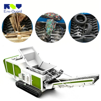 Broyeur mobile à double arbre avec moteur, équipement de broyage portable à double arbre pour l'alimentation des usines de déchets