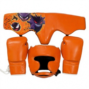 Gants de boxe orange, protège-tête, protège-taille, équipement d'entraînement complet pour les arts martiaux et la boxe - Product Image 3