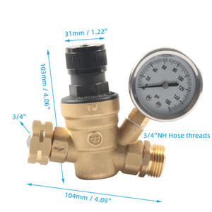 Regulador de presión de agua ajustable RV, tipo de empuje, Kit de regulador de presión de latón sin plomo de 3/4 ", adecuado para RV Camper - Product Image 3