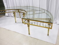 Design moderne table de mariage pour banquet en acier inoxydable en forme de S Table de luxe en acier inoxydable pour la lune Table demi-ronde en acier inoxydable