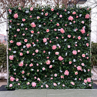 Panneau de décoration mural artificiel 8x8 pieds, fleurs rouges pour mariage, fleurs artificielles pour mur