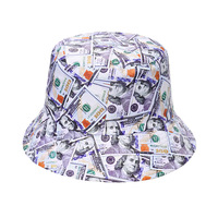 Nouveau Dollar Imprimer Casquette De Pêche Bob Chapeau Femme Réversible Seau Chapeau Hommes Pêche Seau Chapeaux pour Femmes Harajuku Hip Hop Gorro
