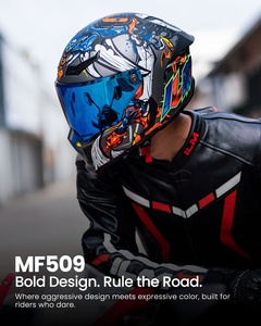 Casque intégral ILM le plus vendu pour moto tout-terrain, homologué ECE, double visière, déverrouillage rapide, bleu Roliin MF509 - Product Image 2
