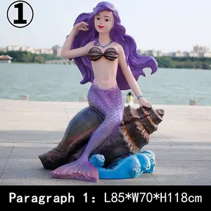 Custom cartoon fiberglass mermaid outdoor fiber sculpture  scenic area decoration