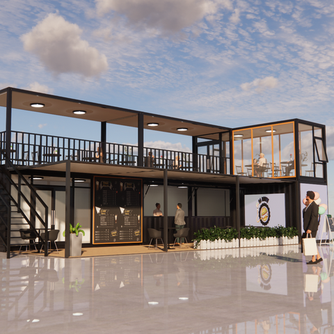 Movable Storefront 40FT two-story Pop-up Shop Container Coffee Shop/Bar/Fast-food ...
