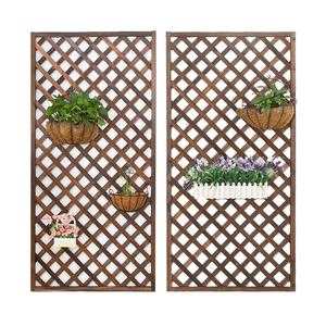 Lit de jardin surélevé en <span class=keywords><strong>bois</strong></span> avec treillis pour escalade de vigne carbonisé pour la culture de légumes herbes fleurs - Product Image 1